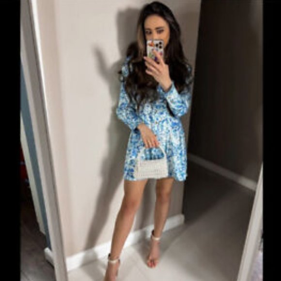 BNWT ZARA WOMAN PRINTED SHIRT DRESS BLUE MULTICOLORED  2692/118 SMALL - Picture 3 of 9